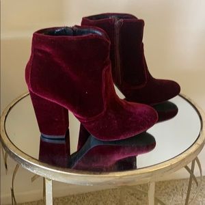 Red velvet booties - never worn